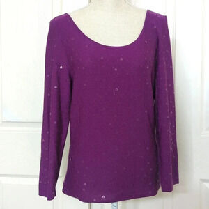 Salvador Ferragamo Sccop neck Sequined Purple Wool Sweater